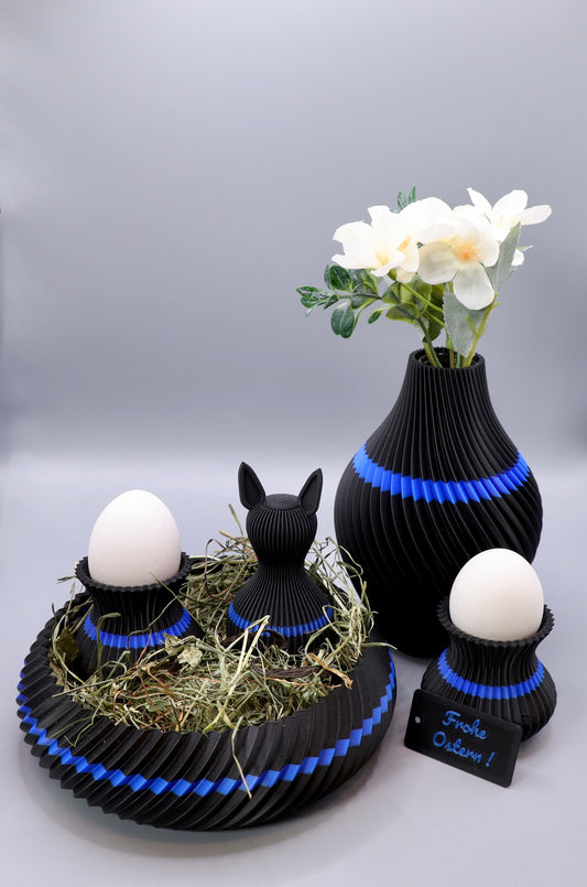 Wälder Create Oster-Edition – Vase, OVO Eierbecher und Dekoschale im Juppen Design Schwarz-Gold