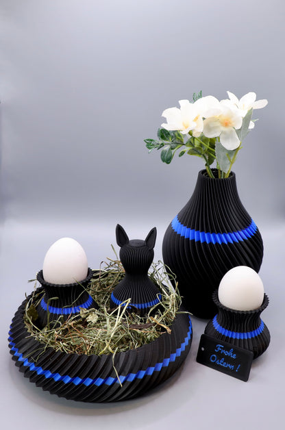 Wälder Create Oster-Edition – Vase, OVO Eierbecher und Dekoschale im Juppen Design Schwarz-Gold
