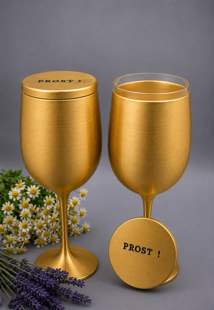 Personalisierter Weinkelch aus dem 3D-Drucker mit individuellem Namen oder Wunschtext. Erhältlich in Weiß-Gold, Schwarz-Gold oder Vollgold. Perfekt als Geschenk zur Hochzeit, zum Geburtstag, Jubiläum oder für besondere Feierlichkeiten. Modernes Design, hochwertige Verarbeitung und individuelle Gestaltung.